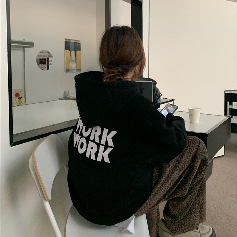 Women Long Sleeve Hooded O Neck Loose Pullovers Female Tops Solid Color Sweatshirts