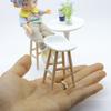 Mini Dollhouse Furniture Toys, High-Legged Round Table & Bar Chair Model for Realistic Living Scene Decoration