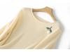 Women's Plus Size Embroidered Cashmere Sweater - Rolled-edge Round Neck, 100% Pure Wool Knit, Autumn/Winter Loose Fit Base Layer