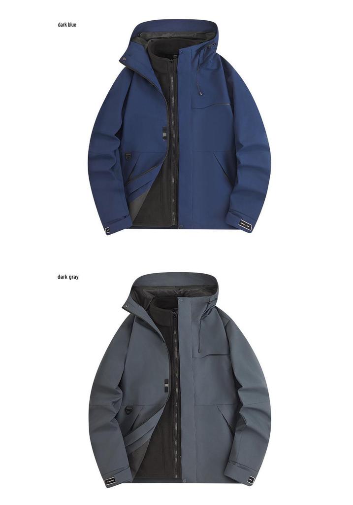 Men's & Women's 3-in-1 Detachable Hooded Jacket - Windproof, Waterproof, for Spring/Autumn Hiking & Mountaineering