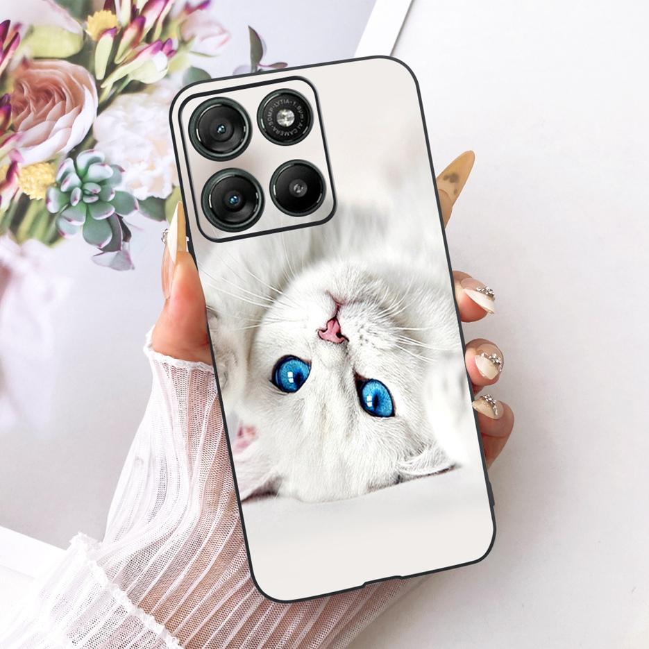 For Motorola Moto G57 Power Case XT2537-5 Cute Cat Flowers Painted Cover Soft TPU Phone Cases For Moto G67 Power G57Power Fundas