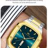 VA VA VOOM Business Rectangle Dial Waterproof Creative Dual Calendar Steel Strap Men's Watch