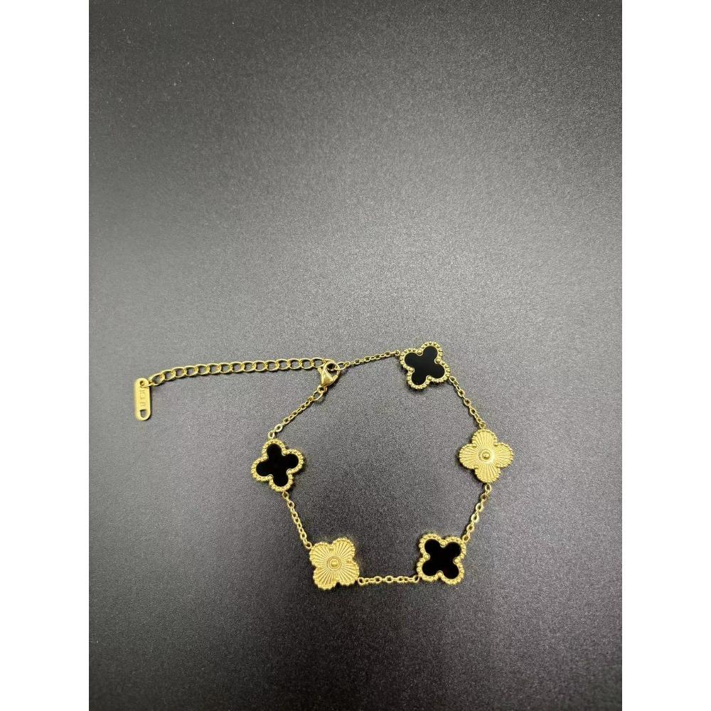 Fashion Lucky Four-Leaf Clover Bracelet Double-Sided Mother-of-Pearl Laser Flower 18K Versatile Women's Bracelet