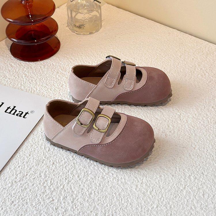 

Girls retro Boken shoes 2025 spring and autumn new children s shoes baby leather shoes Korean version soft-soled single shoes Doudou shoes 31 розовый