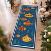 Vintage Nautical Fish Runner Rug Colorful Geometric Fish Kitchen Mat, Non-Slip Floor Rug for Hallway Room, Boho Coastal Rug