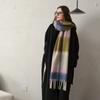 Scarf for Women Warm Chunky Winter Scarfs Plaid Shawl Wraps Warm Knit Thick Shawls Oversized Colorful Pink Grid Scarves
