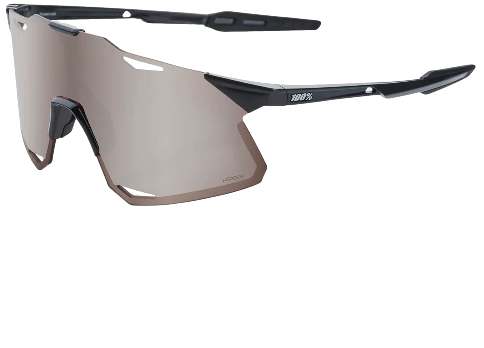 HYPERCRAFT Sport Performance Frameless Sunglasses Black HiPER Silver Mirror 100% (Gloss - Lenses).