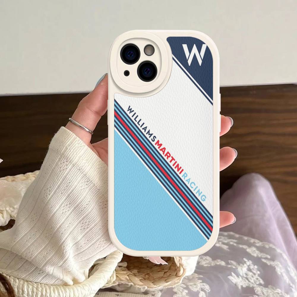 M-Martini Racing Horizontal Stripe For IPhone 16 15 14 13 12 11 Pro Max Plus Shockproof Leather Soft Phone Cover