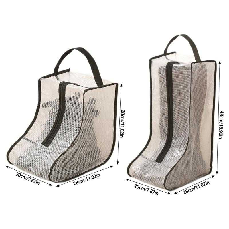 Set Of 2 PVC Boot Bags Dust Protector Shoes Bag Rubber Boot Bag With Clear Viewing Panel High Boot Storage