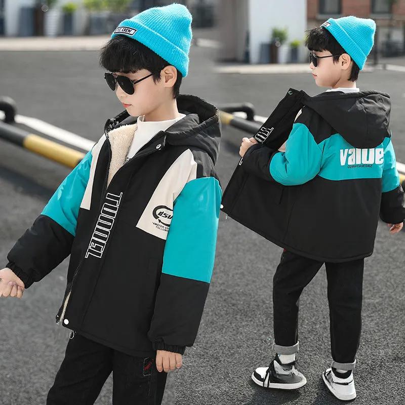 Boys' Autumn Winter Cotton-padded Clothes Plus Cotton-padded Clothes, Velvet Jackets, Children's Clothes Plus Boys' Cotton-padded Clothes