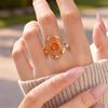 Stainless Steel Rings for Women Dried Flower Resin Jewelry Dainty Geometric Open Adjustable Vintage Floral Rings Waterproof