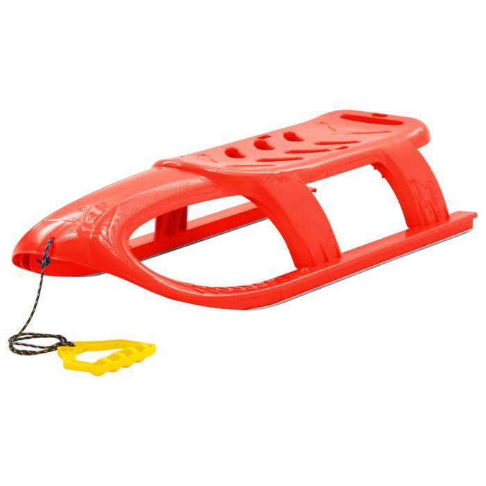 VidaXL Traîneau pour Enfants Luge Glisseur de Neige Ensemble de Jouet d'Extérieur Tout-petit Corde de Traction Rouge 93719