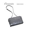 COXSWAIN Men's Crocodile Embossed Leather Clutch Bag In Gray with Strap, CW1605CS GRAY, Made In Japan