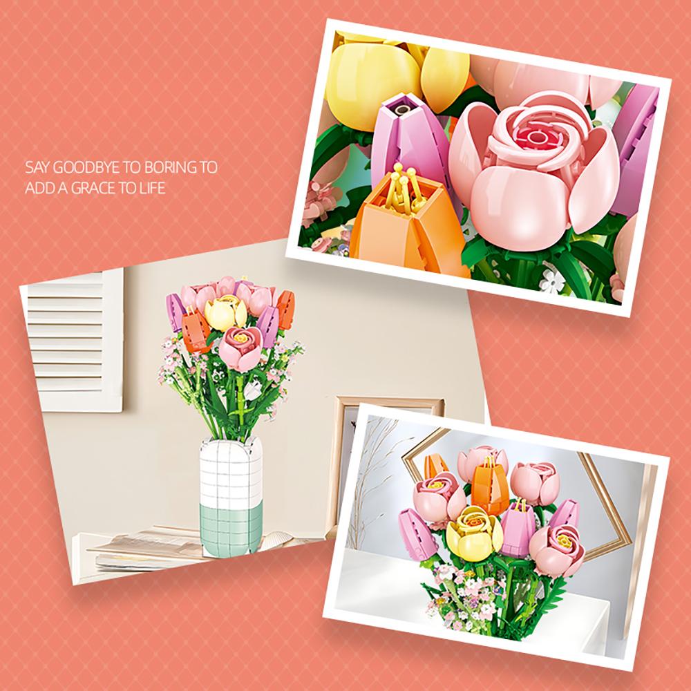DIY Eternal Flower Bouquet Infinite Innovation Building Block Toys - Symbol of Love, Ideal Valentine's Day Gift for Girls