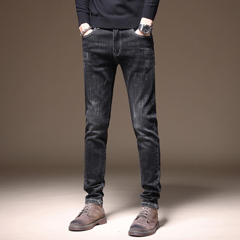 

Новые весенние мужские эластичные джинсы, тонкие и тонкие весенние мужские брюки, модные джинсы в стиле ретро для сына, мужские 38