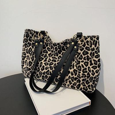 Fashion Tote Bags Shopping and Travel Canvas Bags Women Popular Handbags Large Capacity Leopard Shoulder Bags
