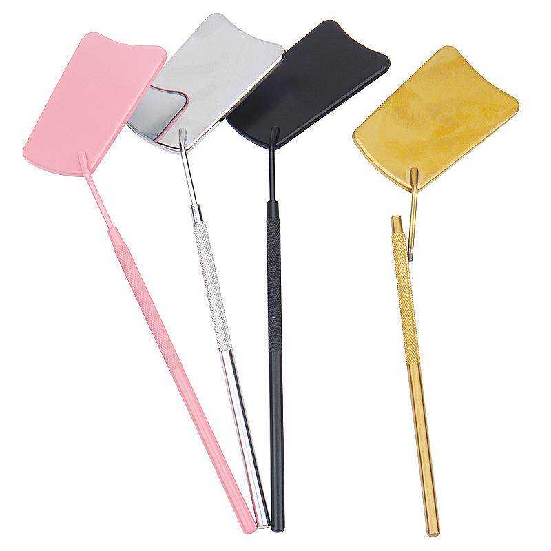Handheld Stainless Steel Fan-Shaped Lash Inspection Mirror for Eyelash Extensions