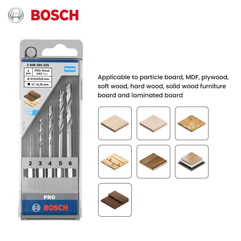 Bosch Pro Wood Drill Bits Woodworking Drill Bits 5Pcs Kit PRO Series HSS