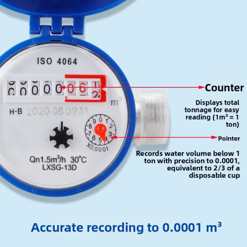1PC Smart Water Meter Household Mechanical DN15 Rotary Calibrator Water Meter 12x8.5x8cm Flow Measuring Instruments Accessories