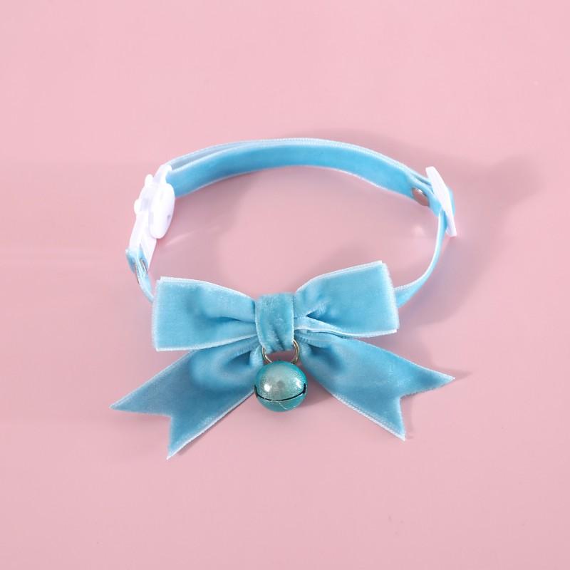 Adjustable Velvet Bow Collar Cats Dogs Rabbits - Safety Breakaway Princess Necklace With Bell S Size