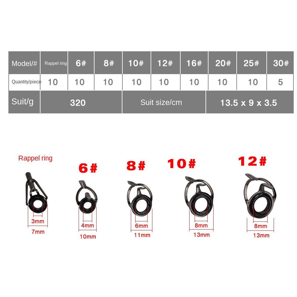 85PCS/SET Fishing Rod Guide Tip Repair Kit Set DIY Eye Rings Stainless Steel Frames Ceramics Guide Ring