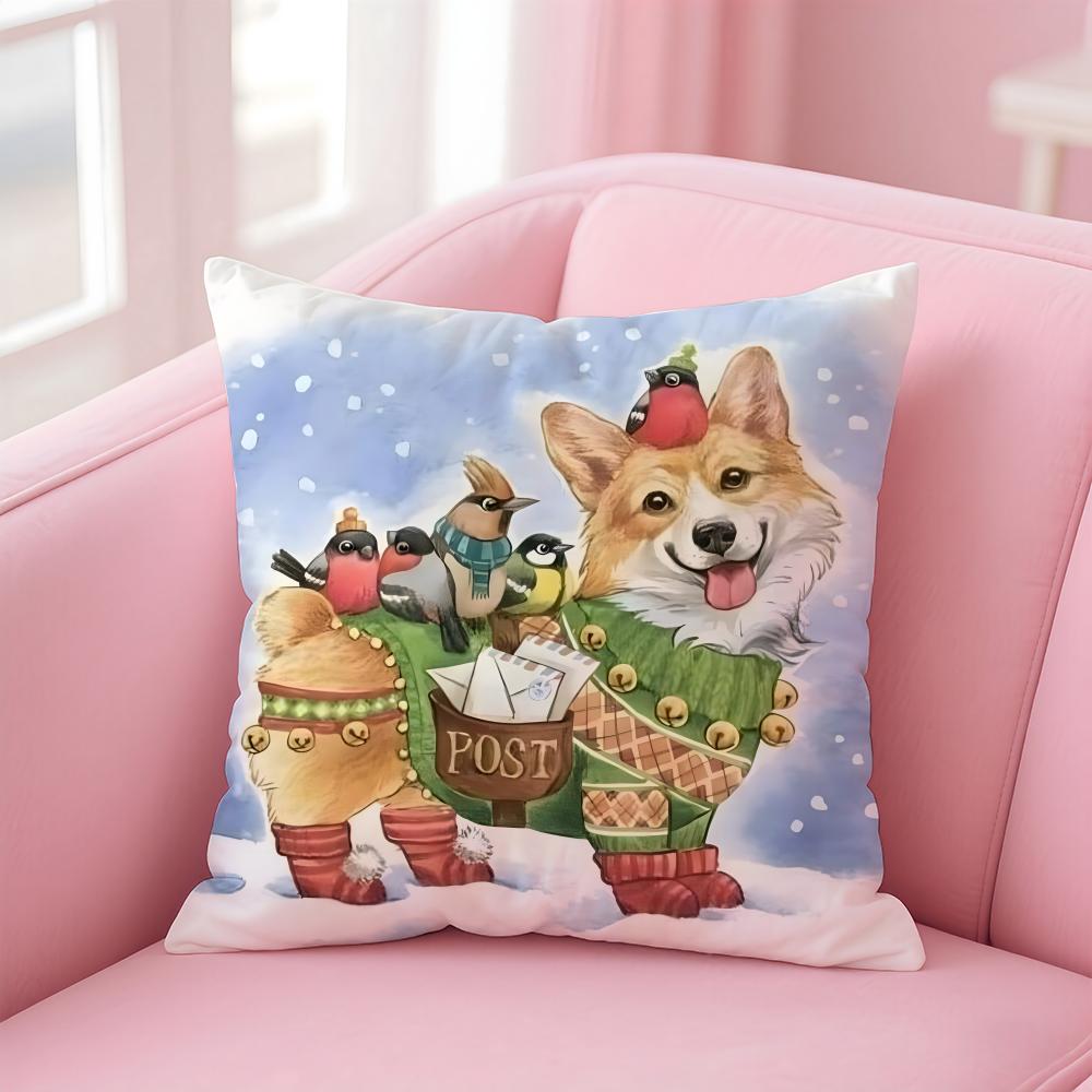 CUTE Golden Retriever Cushion Cover Pillow Case Soft Friendly Fabric Concealed Zipper