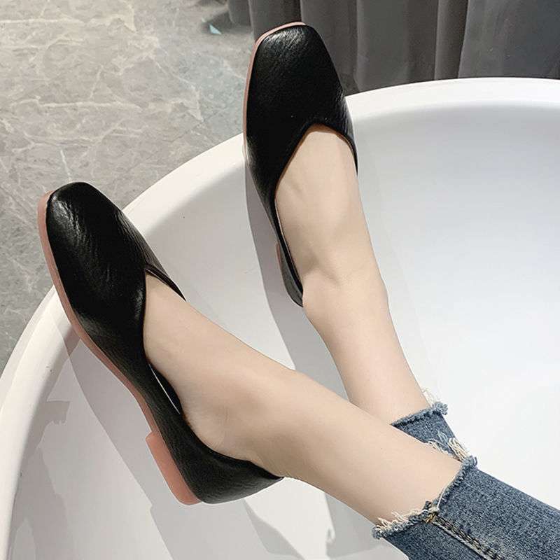 Square head Doudou shoes women's 2025 spring and summer new single shoes flat sole soft sole non-slip comfortable shallow mouth mother shoes maternity