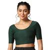 TOPLOT Cotton Blend Lycra Stretchable Round Neck Blouses for Women Readymade (Blouse-5058-Green-28)