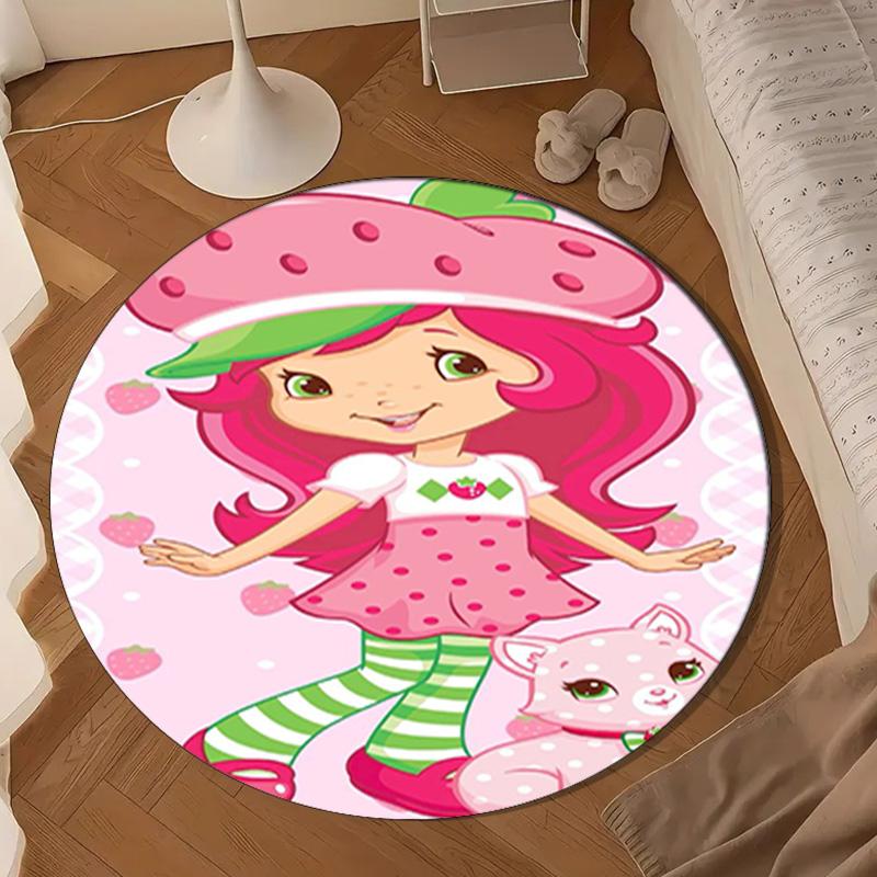 Strawberry Kitten Round Rug for Livingroom,Bedroom, Palyroom, Chair Rug, Area rug, Circle Carpet, Large Size Fan Christmas gift