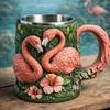 3D Sculpted Animal Resin Mug Handcrafted Stainless Steel Interior Coffee Cup Double-Walled Gift for Cup Animal Lovers