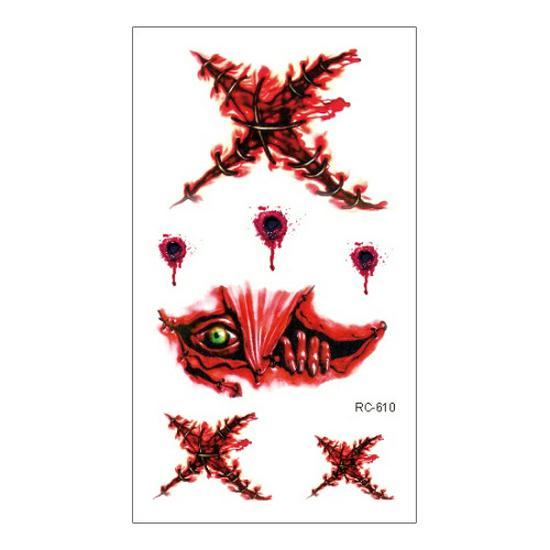 Adesivi Tatuaggio Impermeabili Horror Halloween: Modelli Realistici di Ferite, Macchie di Sangue e Cicatrici