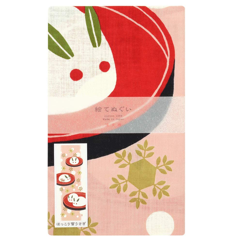 Hamamonyo Picture Tenugui (Japanese hand towel) - Cozy Snow Rabbit