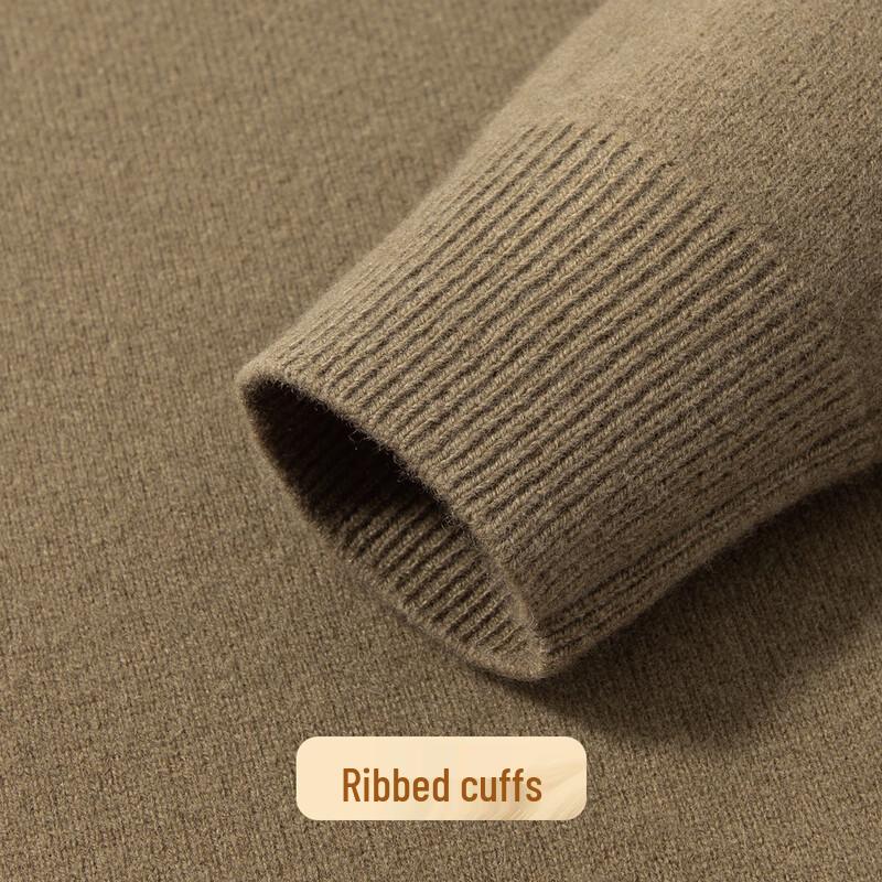 Men's Premium 400G 100% Sheep Wool Half-Zip Stand Collar Knit Sweater