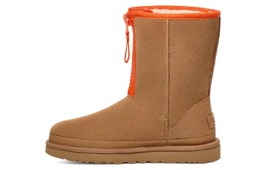 UGG Classic Short Reißverschluss Band Logo Stiefel 'Kastanienbraun' Damen 38 brown