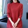Maglione da Donna Autunno Inverno Ispessito Caldo Lavorato a Maglia Elasticizzato Manica Lunga Top Oversize