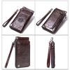 CONTACT'S Cow Leather Men's Long Wallet Vintage Clutch Wallets Male Coin Purse For 6.5" Cell Phone