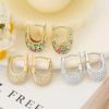 Huitan Delicate CZ Hoop Earrings for Women Shiny Huggie Hoop Brilliant Elegant Piercing Jewelry Opulent Daily Wear Accessories