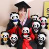 25cm Kawaii Doctor Panda Plush Toys Kawaii Panda Bears with Doctorial Hat Plushie Doll Stuffed Animal Toy Kids Graduation Gift