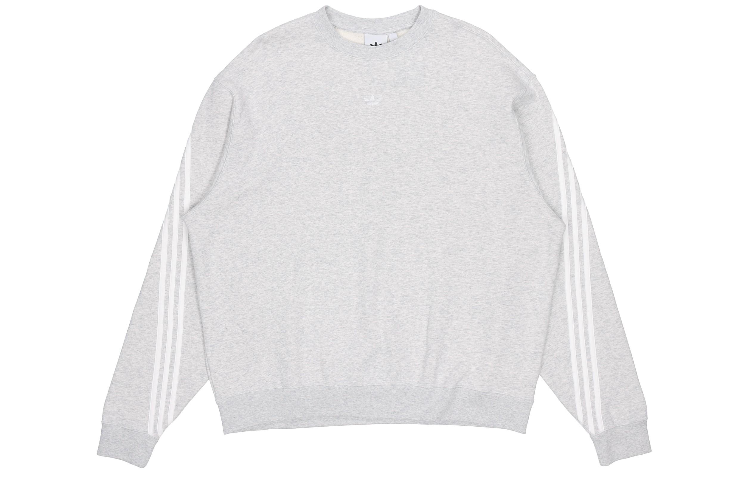 Adidas Originals 3 Stripes Sweatshirts Men s Medium Gray Crew Neck Moderate Regular FM1520 XS