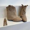 Western pointed fashion boots retro versatile inner height increase tassel pile new autumn and winter cowboy boots