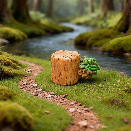 3Pcs Forest Stump Cottage Resin Fairy Garden Landscape Ornaments Decor for Moss Terrarium, Desktop Miniature Landscape with Wood House Accessory