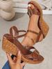 Fashion Retro Buckle Decor Wedges Sandals Women Plus Size Ankle Strap Thick Sole Non Slip Casual Shoes Summer Chunky Platform Sandalias