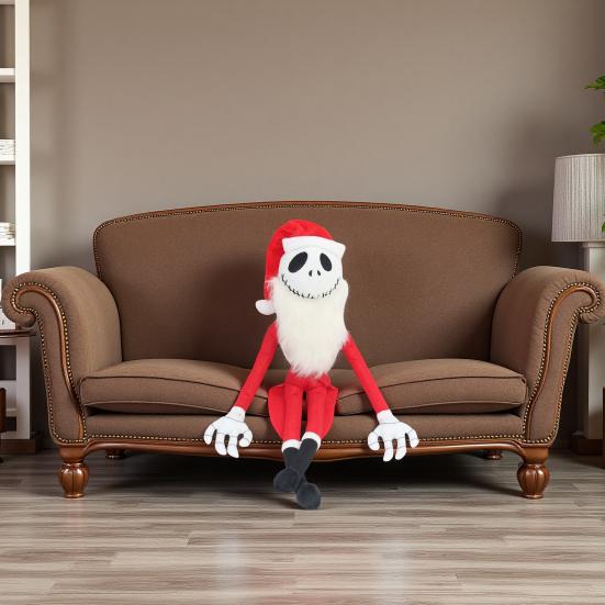 Halloween Ornament Super Soft Plush Skull Santa Design Spooky Halloween Ornament Short Plush Doll Bookshelf Car Decor