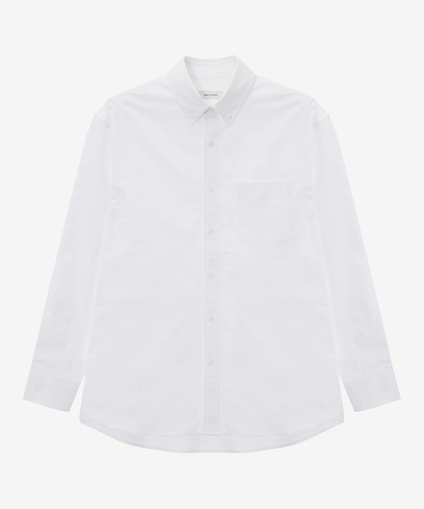 BASIC HOUSE Oxford Semi-Overfit Long Sleeve Shirt White Lzws0103