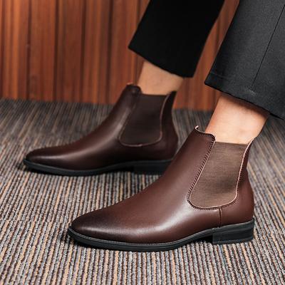 2024 Leather Men Boots Business Winter British Boot Mens Cowhide Pointy Boots Mens Boots Chelsea Fashion Shoes Motorcycle Boots