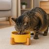 Large Caliber Ceramic Cat Bowl Anti-Overturn Cervical Spine Cat Water Food Bowl No Spill with Wooden Rack High Footed Dog Bowl