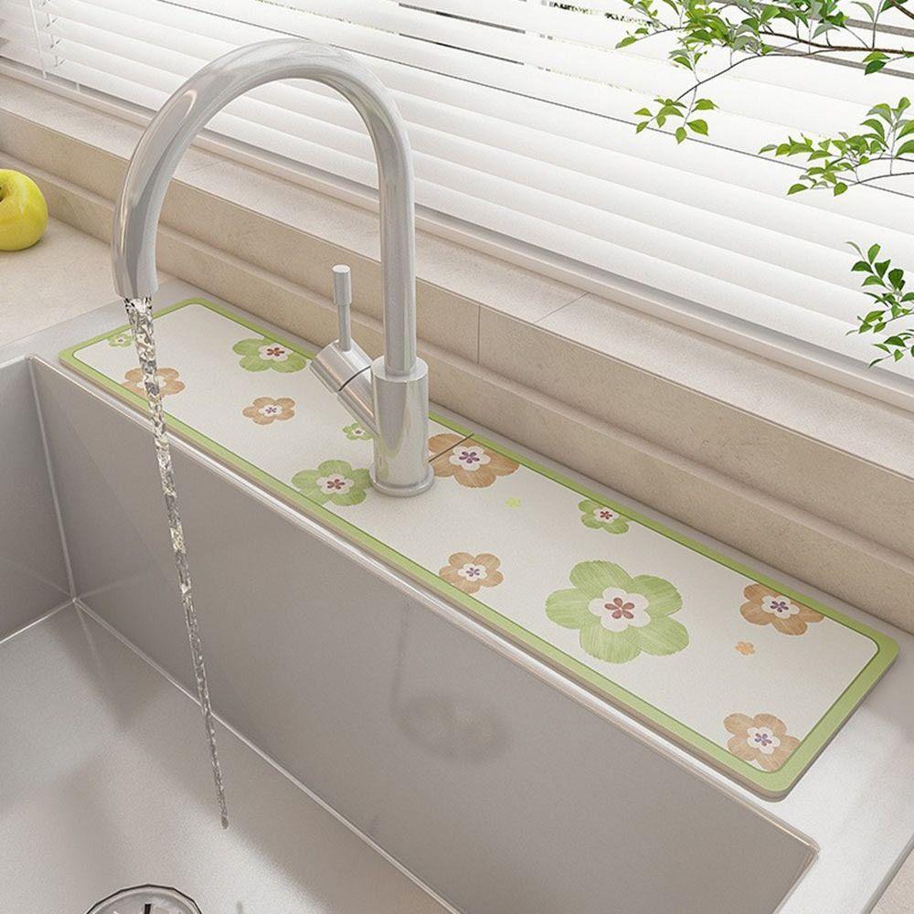 Non-Slip Faucet Draining Mat Self Absorbent Drying Mat Countertop Sink Protector  Home Kitchen