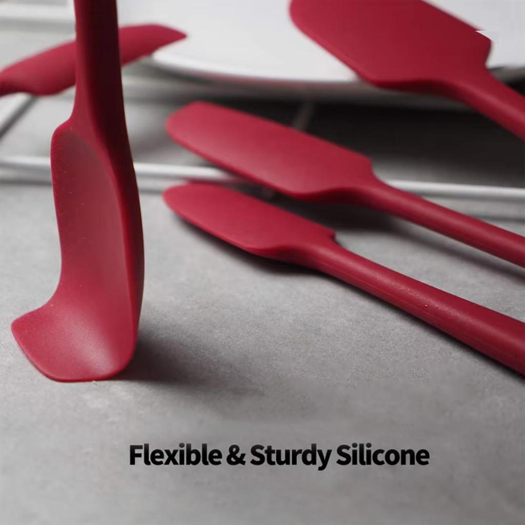 Leeseph High Heat-Resistant Premium Silicone Spatula Set, Seamless Design, Non-Stick with Stainless Steel Core, Cooking/Baking