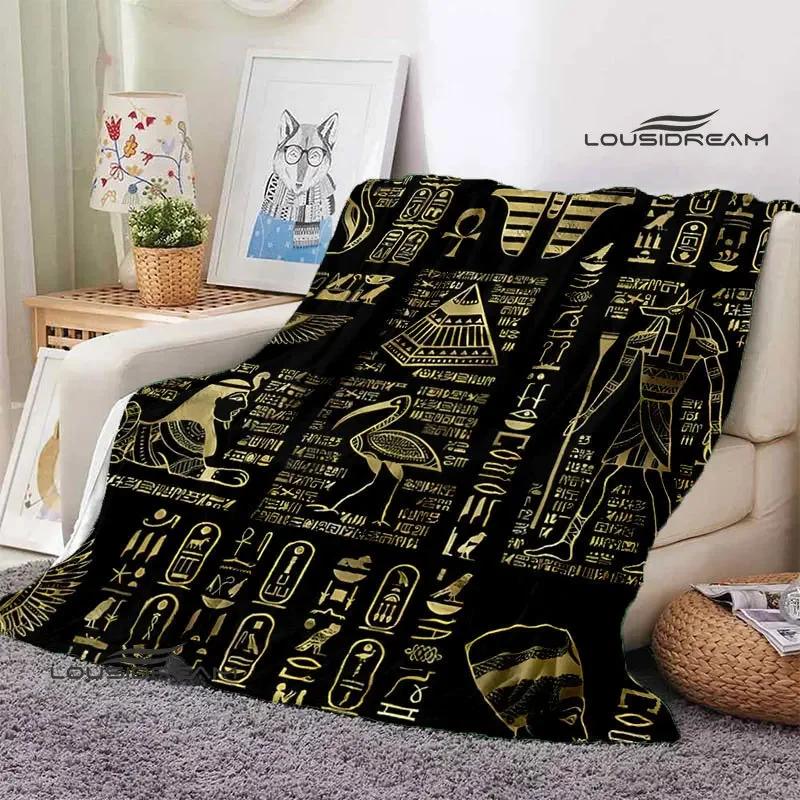 Egyptian Pictograph And Symbol Printing Blanket Fashion Warm Blankets Home Travel Soft And Comfortable Blanket Birthday Gift