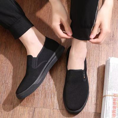 Cloth Shoes Spring and Summer Men's Soft-soled Breathable Middle-aged and Elderly Round-headed Casual Shoes One-pedal Flat-soled Work Shoes